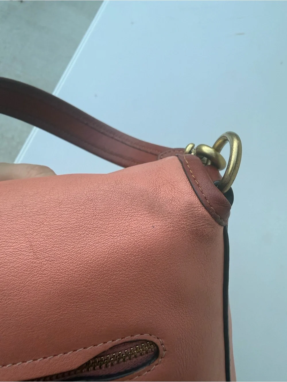 Coach soft tabby coral Shoulder Bag with Burgundy Trim & Gold 'C' Clasp